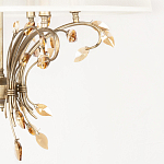 Люстра подвесная круглая с тканевым полупрозрачным абажуром и подвесками 6 ламп Gilded Elegance варинант исполнения - 6 | Loft Concept в Волгограде