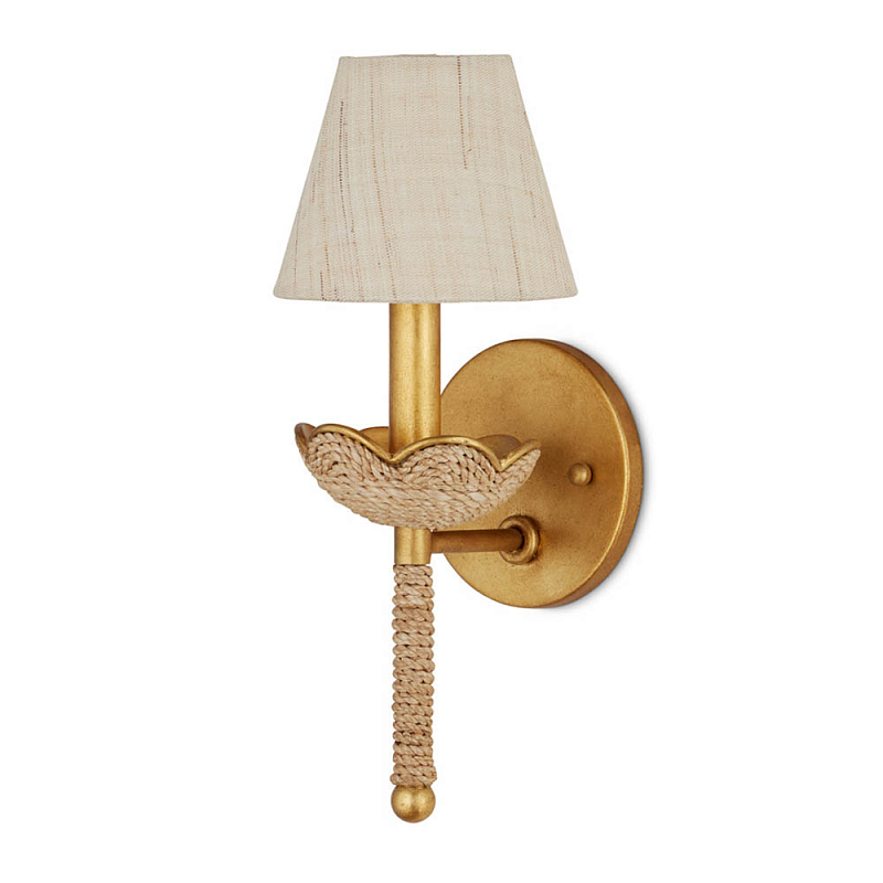 Бра из кованого железа с отделкой плетеной веревкой и сусальным золотом Parisian Style Золотой Бежевый в Волгограде | Loft Concept 