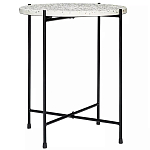 Кофейный столик с круглой разноцветной столешницей на 4-х черных ножках Multicolored Stone Composite варинант исполнения - 1 | Loft Concept в Волгограде