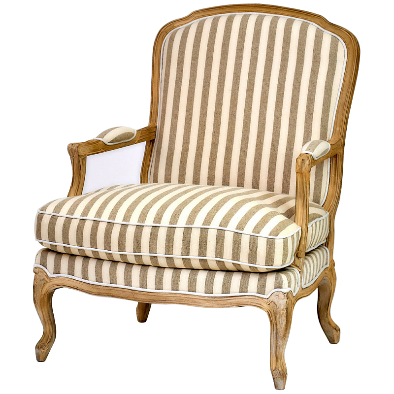 Кресло в полоску в стиле прованс Yvon French Seating Armchair Золотой дуб Бежевый Коричневый Кресло в полоску в стиле прованс Yvon French Seating Armchair Золотой дуб Бежевый Коричневый в Волгограде | Loft Concept