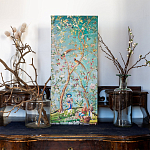 Постер на холсте в стиле шинуазри с изображением сада Chinoiserie Imperial Garden Birds and People Poster варинант исполнения - 3 | Loft Concept в Волгограде