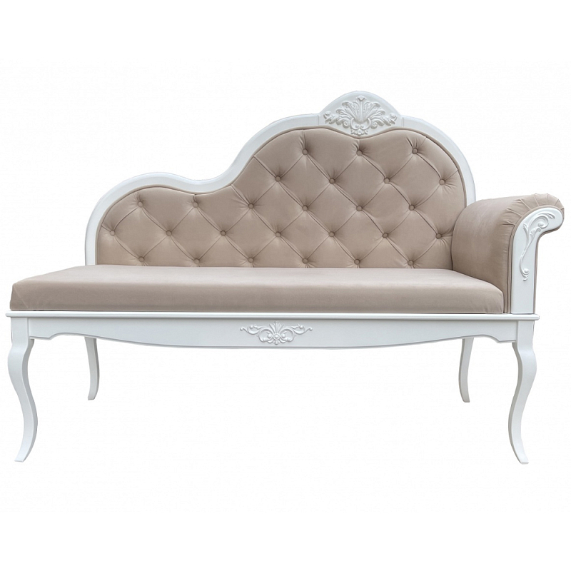 Рекомье со спинкой в стиле прованс Montmartre Provence Ottoman Белый Бежевый в Волгограде | Loft Concept 