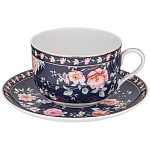 Чайный набор из фарфора синий на 6 персон 12 предметов Flower Porcelain Collection варинант исполнения - 1 | Loft Concept в Волгограде