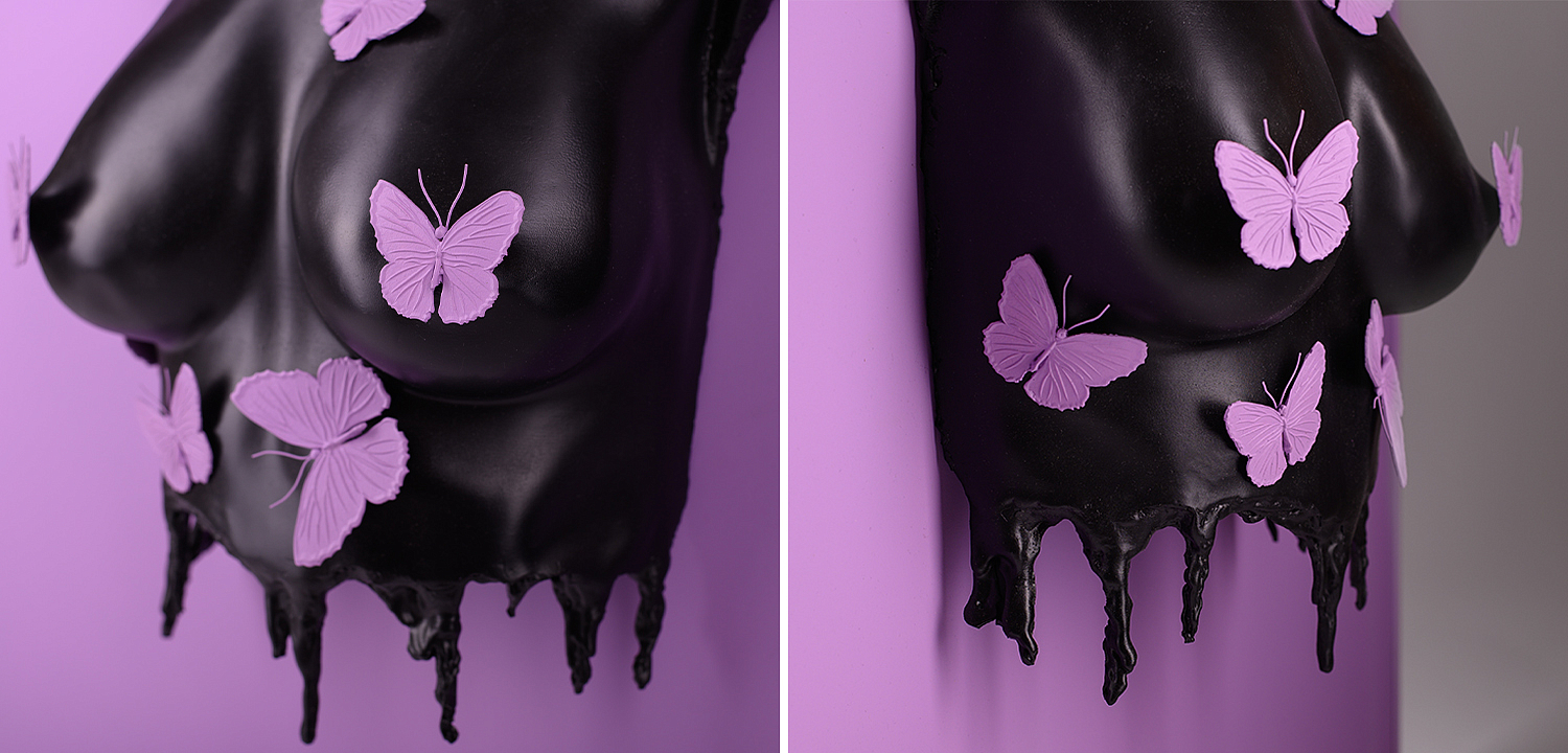 Аксессуар на стену Sculpture Female Torso Butterflies Framed Аксессуар на стену Sculpture Female Torso Butterflies Framed - Loft-Concept в Волгограде