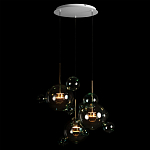 Люстра подвесная с прозрачными бирюзовыми стеклянными шарами и круглым основанием 3 лампы Giopato & Coombes варинант исполнения - 2 | Loft Concept в Волгограде