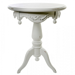 Стол приставной круглый белого цвета из массива бука с легкими потертостями White Provence варинант исполнения - 1 | Loft Concept в Волгограде