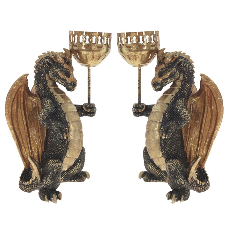 Подсвечник в виде дракона Dragon candlestick L or R Золотой Коричневый Зеленый Подсвечник в виде дракона Dragon candlestick L or R Золотой Коричневый Зеленый в Волгограде | Loft Concept