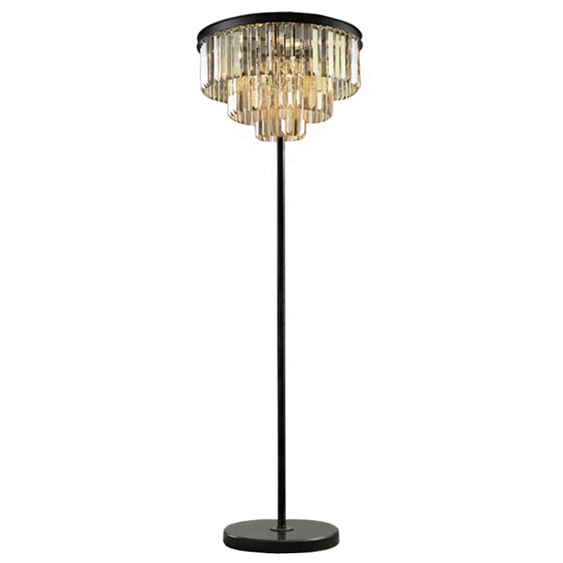 Торшер Odeon Floor Lamp  Черный Мрамор Nero Хром Прозрачное Стекло Серый (Gray) Янтарь (Amber) в Волгограде | Loft Concept 