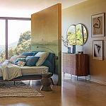 Комод округлой формы с тремя ящиками Walnut and Leather варинант исполнения - 8 | Loft Concept в Волгограде