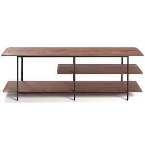 ТВ-тумба с полками из массива ореха Derick Wooden TV Stand