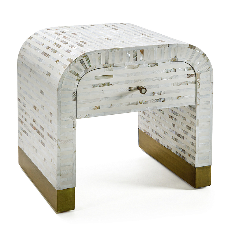 Тумбочка прикроватная Amo Bone Inlay Bedside Almond ivory ( слоновая кость ) Перламутровый в Волгограде | Loft Concept 