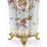 Ваза голубого цвета из фарфора с цветочным рисунком и бронзовой стрекозой Blue Garden варинант исполнения - 3 | Loft Concept в Волгограде