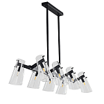 Люстра светодиодная с 8-ю прозрачными плафонами из акрила и стали Glass Cylinder Black варинант исполнения - 3 | Loft Concept в Волгограде