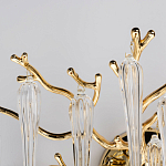 Бра золотого цвета с разветвленными ветвями и длинными прозрачными подвесками в форме стеклянных сосулек Droplet Chandelier варинант исполнения - 5 | Loft Concept в Волгограде