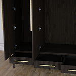 Большой Шкаф Primo Темный орех с 3 дверьми и 3 выдвижными ящиками варинант исполнения - 7 | Loft Concept в Волгограде