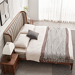 Кровать двуспальная с мягким изголовьем Moon Walnut Bed варинант исполнения - 4 | Loft Concept в Волгограде