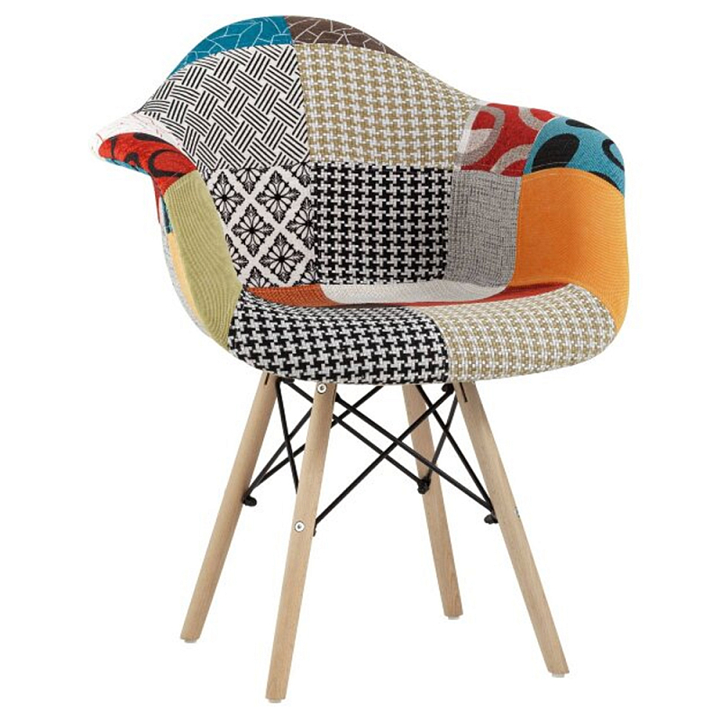 Стул с обивкой в стиле Patchwork Мульти Бежевый Стул с обивкой в стиле Patchwork Мульти Бежевый в Волгограде | Loft Concept