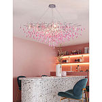 Люстра овальная с розовыми стеклянными подвесками в форме капель FAIRYTREE Light варинант исполнения - 3 | Loft Concept в Волгограде