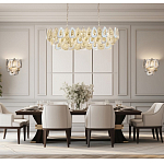 Люстра овальная с многослойными белыми и прозрачными подвесками Character Chandelier варинант исполнения - 6 | Loft Concept в Волгограде