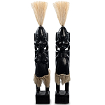 Комплект из 2-х деревянных статуэток Asmat Straw Headdress Statuettes Black варинант исполнения - 4 | Loft Concept в Волгограде