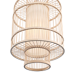 Подвесной светильник из деревянных прутьев с плафоном из натуральной ткани Light Inside the Cell варинант исполнения - 5 | Loft Concept в Волгограде