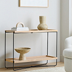 Консоль деревянной столешницей и полкой Wooden Table Top and Shelf варинант исполнения - 6 | Loft Concept в Волгограде