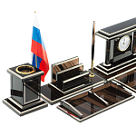 Настольный письменный набор с часами из природного камня обсидиана Team leader варинант исполнения - 3 | Loft Concept в Волгограде