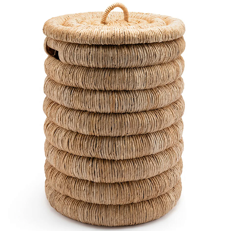 Плетеная корзина с крышкой из плетеного бананового дерева Zuwena Wicker Basket Бежевый в Волгограде | Loft Concept 