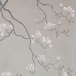 Обои ручная роспись Magnolia Canopy Original Colourway on Oyster Shell metallic silk варинант исполнения - 2 | Loft Concept в Волгограде