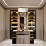 Люстра подвесная круглая с тканевым полупрозрачным абажуром и подвесками 4 лампы Gilded Elegance варинант исполнения - 8 | Loft Concept в Волгограде