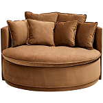 Кушетка круглая с обивкой из велюра коричневая Milky Brown Chair варинант исполнения - 2 | Loft Concept в Волгограде