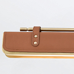 Подвесной светильник линейный латунного цвета в кожаном коричневом чехле и декоративными ремешками Alora варинант исполнения - 4 | Loft Concept в Волгограде