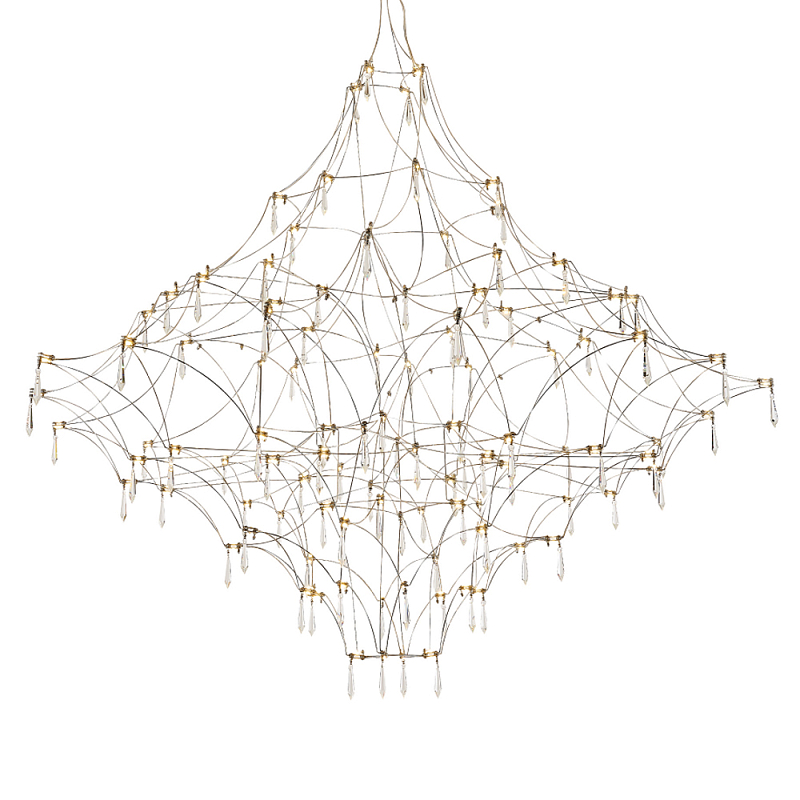 Люстра с тонким металлическим каркасом цвета хром Quasar Прозрачный Хром в Волгограде | Loft Concept 