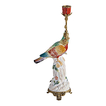 Подсвечник с попугаем из фарфора с бронзовыми элементами Eden Garden варинант исполнения - 3 | Loft Concept в Волгограде