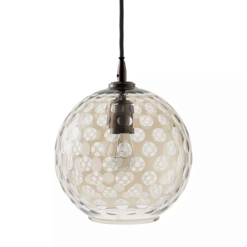 Подвесной светильник с плафоном в форме шара из стекла с рельефным узором Glass Pattern Lamp Коричневый Подвесной светильник с плафоном в форме шара из стекла с рельефным узором Glass Pattern Lamp Коричневый в Волгограде | Loft Concept