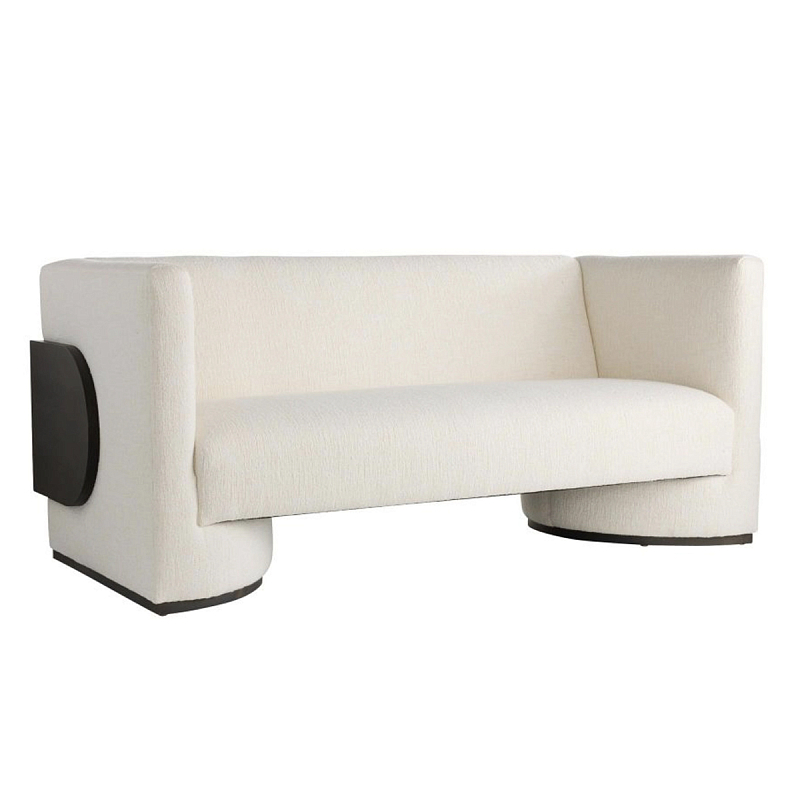 Дизайнерский Двухместный диван Florida Sofa  с элегантным деревянным декором  Белый Черный в Волгограде | Loft Concept 