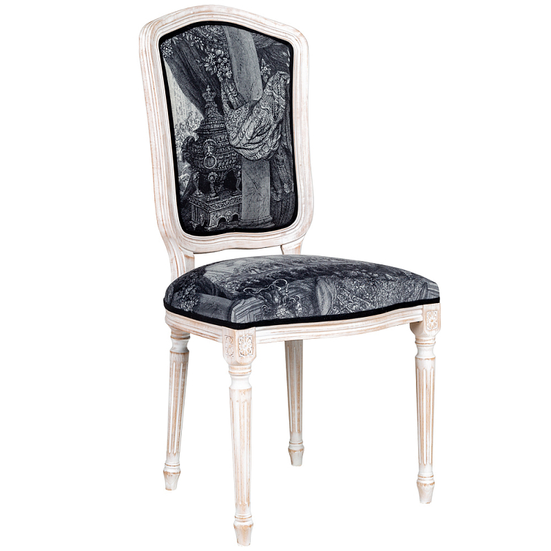Стул Tuileries Palace Stool Черно-белый Белый винтажная патина Стул Tuileries Palace Stool Черно-белый Белый винтажная патина в Волгограде | Loft Concept