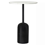 Кофейный столик с белой мраморной столешницей на черном основании Tall Coffee Black and White Table варинант исполнения - 3 | Loft Concept в Волгограде