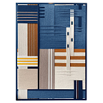 Панно из шнура Синяя геометрическая абстракция wall panel line Blue варинант исполнения - 4 | Loft Concept в Волгограде