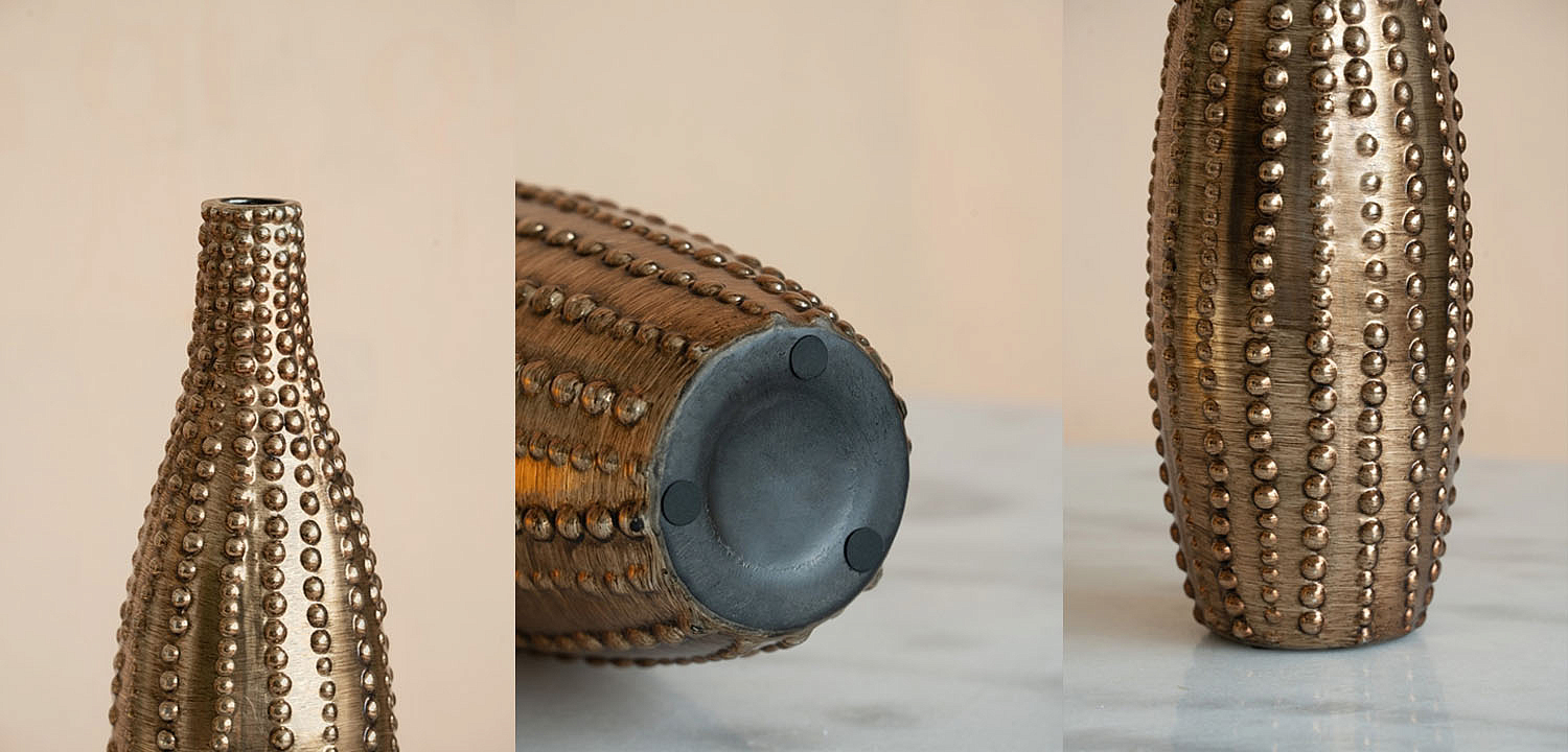 Ваза Ribbed Vase Narrow Throat bronze-gold 34 Ваза Ribbed Vase Narrow Throat bronze-gold 34 - Loft-Concept в Волгограде