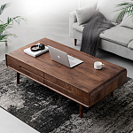 Кофейный стол из массива дерева с выдвижными ящиками Coffee Walnut Table варинант исполнения - 1 | Loft Concept в Волгограде