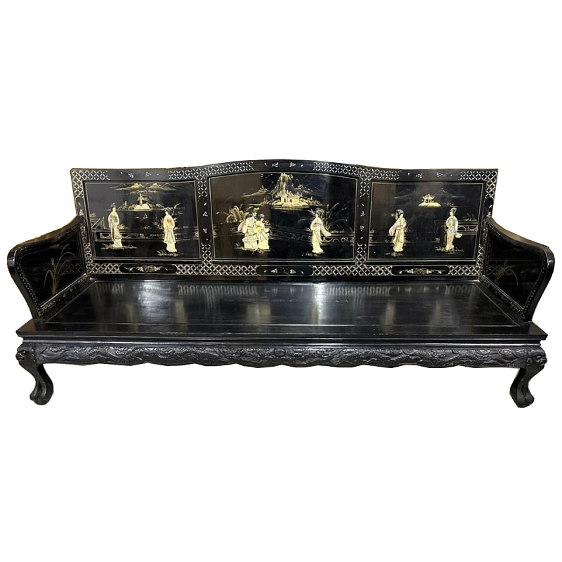 Большая Скамья Шинуазри Large Chinoiserie Bench Chinese Park Черный матовый Золотой Бежевый Большая Скамья Шинуазри Large Chinoiserie Bench Chinese Park Черный матовый Золотой Бежевый в Волгограде | Loft Concept