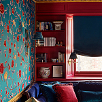 Обои с вышивкой ручной работы Flora Rio colourway on Liso Pine wool sateen варинант исполнения - 2 | Loft Concept в Волгограде