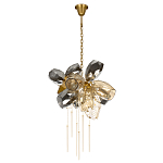 Люстра подвесная со стеклянными плафонами из дымчатого и золотистого с шестью вертикальными подвесками Gilded Mirage  варинант исполнения - 2 | Loft Concept в Волгограде