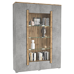 Шкаф-витрина с фасадом серого цвета 4-х дверная Grace of Furniture варинант исполнения - 1 | Loft Concept в Волгограде