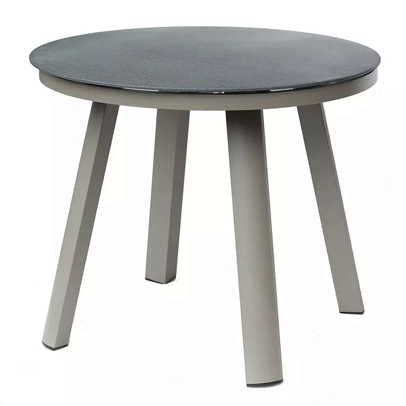 Круглый обеденный стол с стеклянной столешницей на 4-х ножках Perfectly Smooth Surface Бежевый Серый Круглый обеденный стол с стеклянной столешницей на 4-х ножках Perfectly Smooth Surface Бежевый Серый в Волгограде | Loft Concept