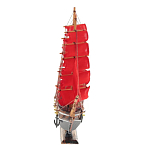 Декоративная модель деревянного парусника с красными парусами в подарочной упаковке With The low варинант исполнения - 2 | Loft Concept в Волгограде