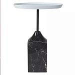 Кофейный столик с круглой столешницей и мраморным основанием Steel Reliability варинант исполнения - 1 | Loft Concept в Волгограде