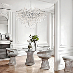 Люстра подвесная с прозрачными стеклянными подвесками в форме капель Диаметр 100 см Droplet Chandelier варинант исполнения - 21 | Loft Concept в Волгограде