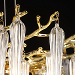 Люстра золотого цвета с декоративными ветками и длинными прозрачными стеклянными подвесами в форме сосулек Droplet Chandelier варинант исполнения - 6 | Loft Concept в Волгограде